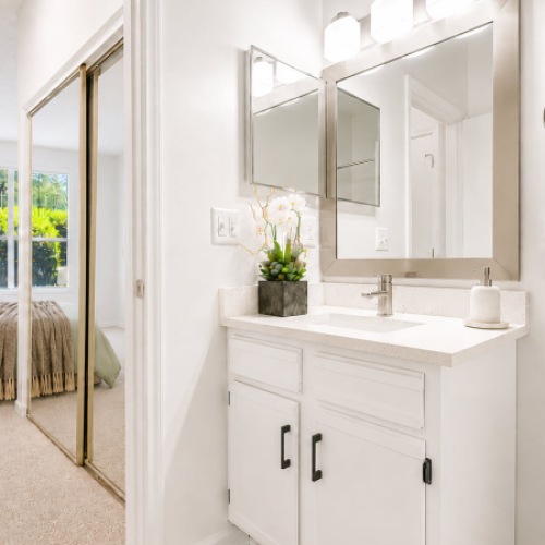 Bedroom / Bathroom at Cambridge Apartments in Raleigh, NC