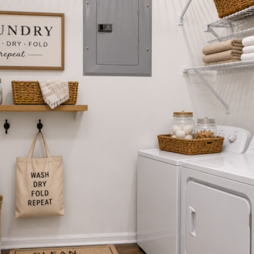 Laundry room  at Cambridge Apartments in Raleigh, NC
